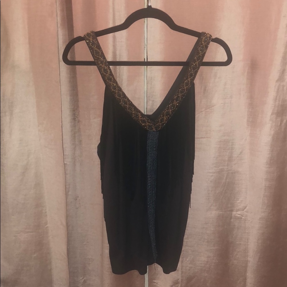 Embellished black/gray tank
